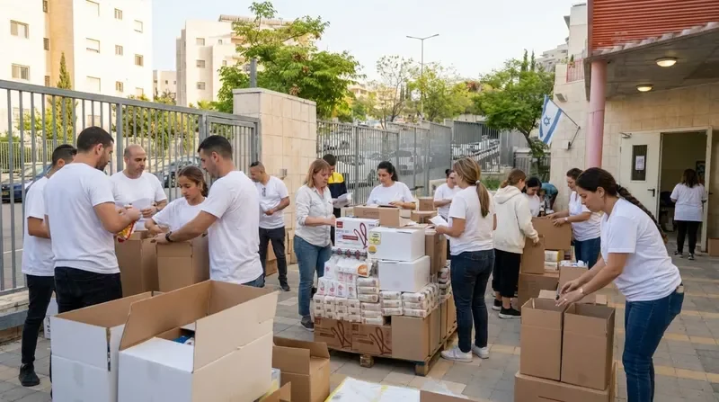 מתנדבי מחוברים לעם בפעילות אריזהרצון להקים ביחד בית תמחויי וחלוקהרצון להקים ביחד בית תמחויי