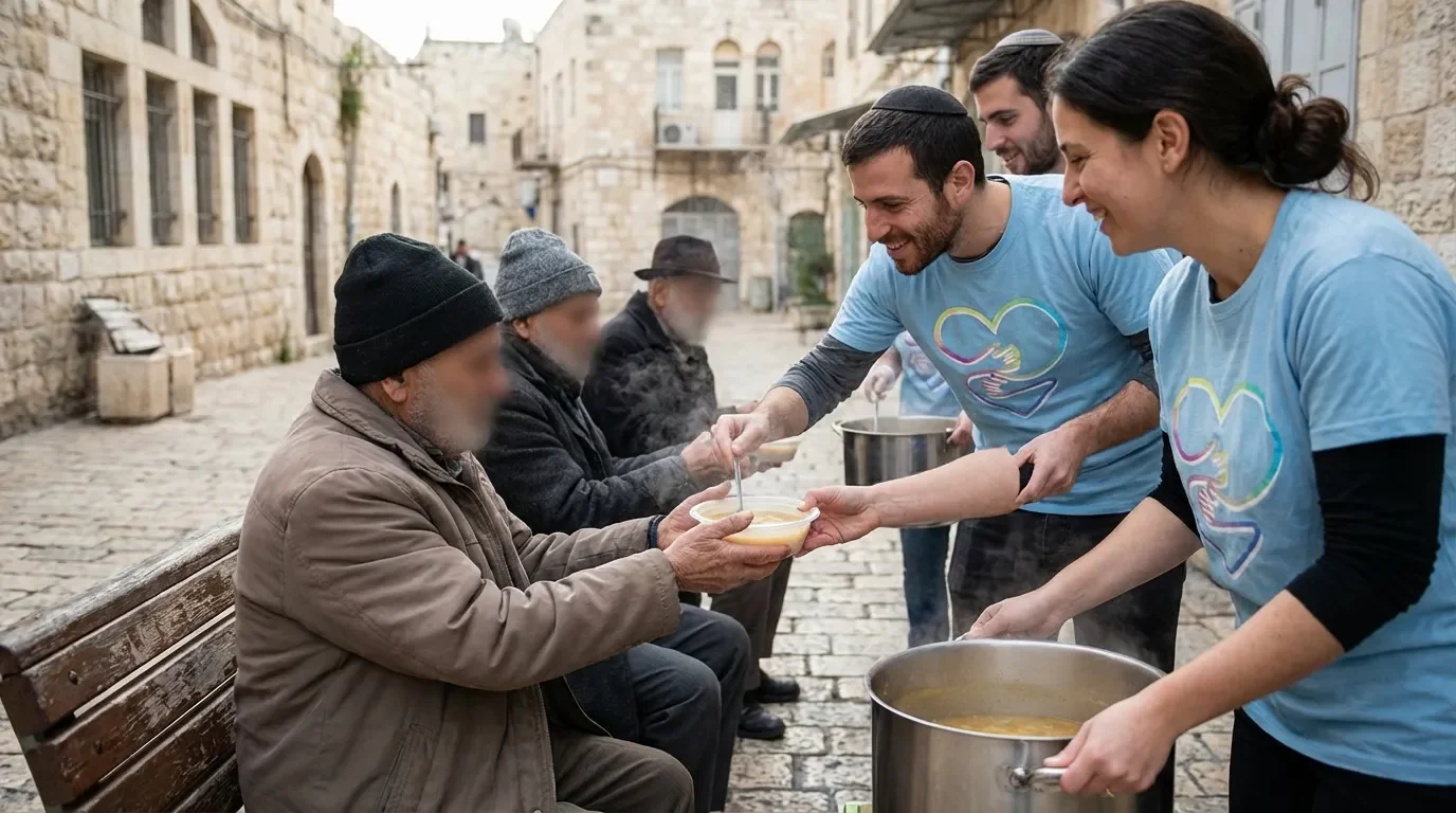 מתנדבים של מחוברים לעם בפעילות